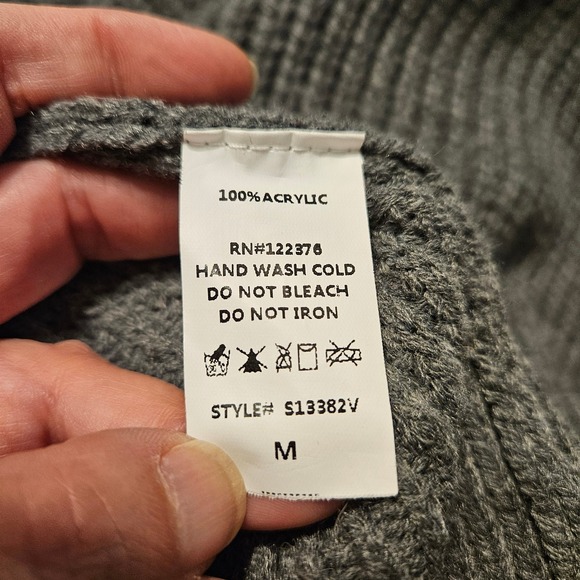 Mustard Seed Womens Gray Pearl Embellished Long Sleeve Knit Sweater Size M - Picture 9 of 11